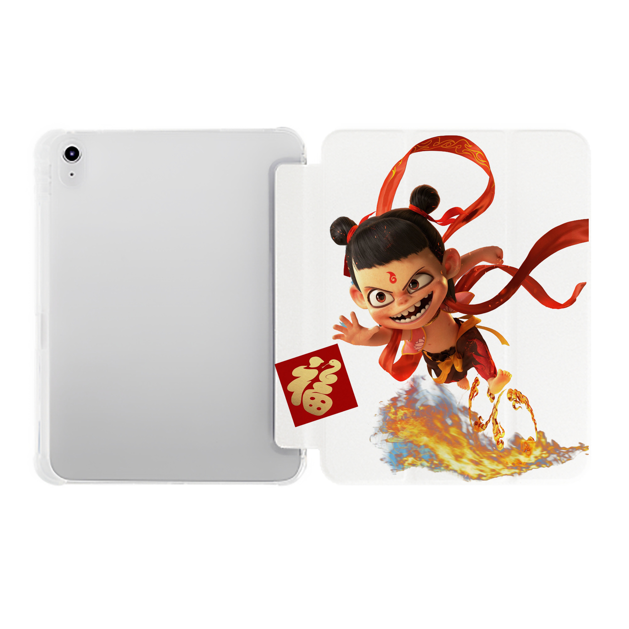 （画像用） Ne Zha 2 ナタ 魔童の大暴れ IPad ケース ペン収納付き 三つ折りスタンド PUレザー×シリコン 対応機種9.5/10.5/10.9インチ